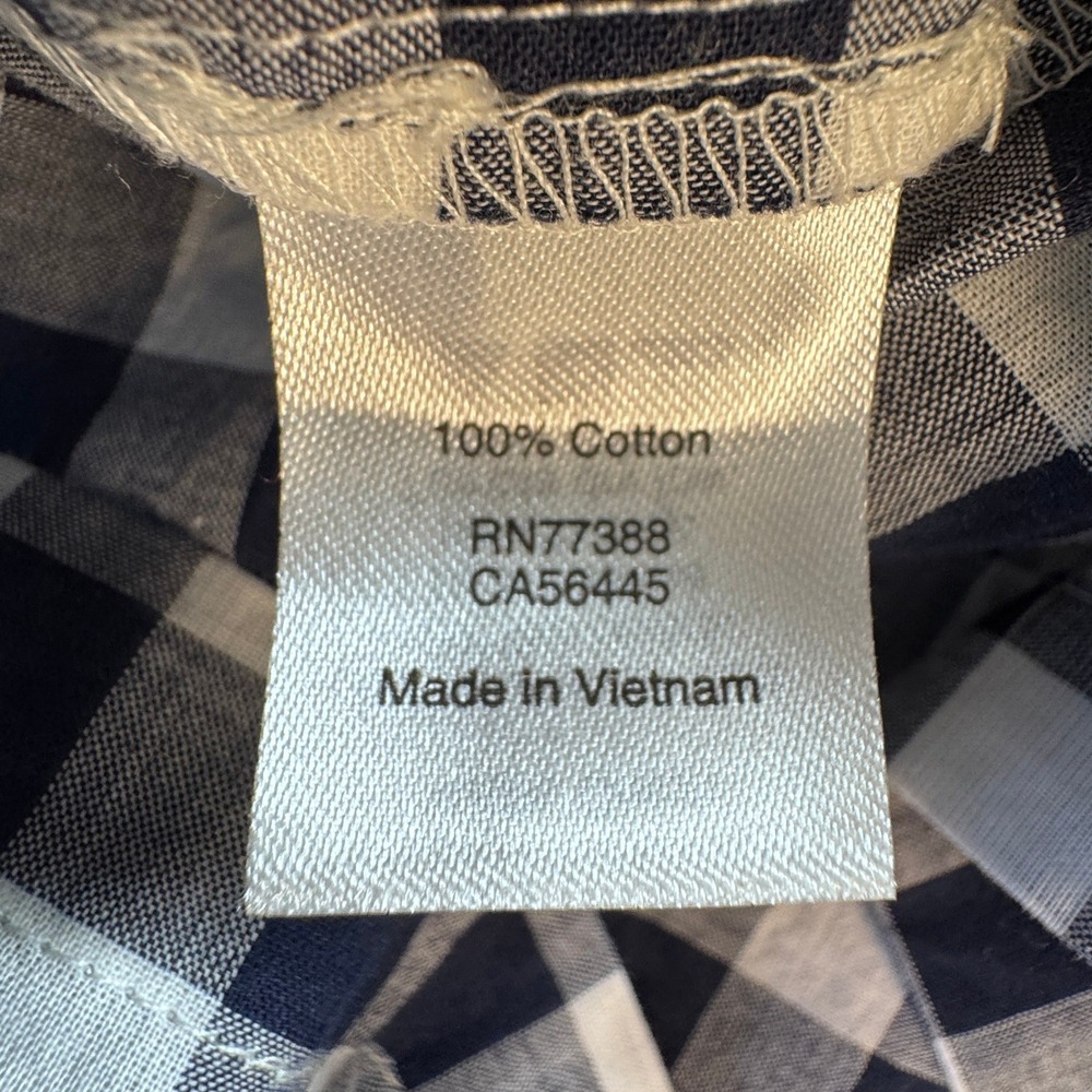 Gingham J. Crew Womens Navy Blue White Ruffle Sleeveless Cotton Top Size 00 - Picture 6 of 6